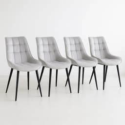 Pack de 4 Sillas de Comedor Macron Acolchada Terciopelo - Gris