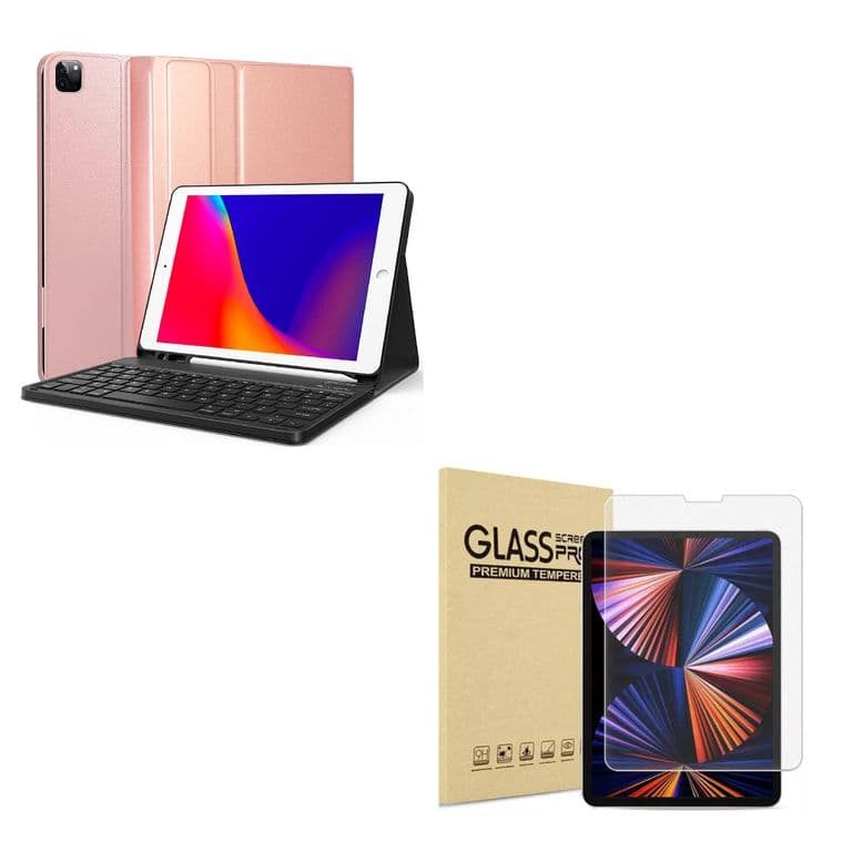 Funda Con Teclado Lamina Para iPad 12.9 Con Ranura Rosa