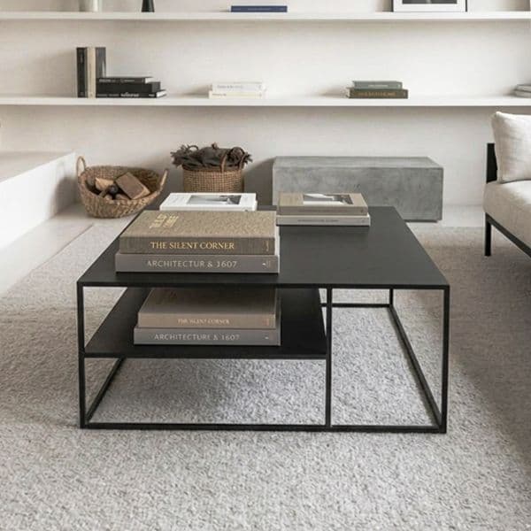 Mesa de centro metalica Nivelax Negra 90x60x45 Hecho a Mano