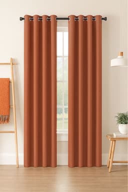 Pack 2 Cortina de Tela Delgada 100% Blackout Naranjo 225x140 cm