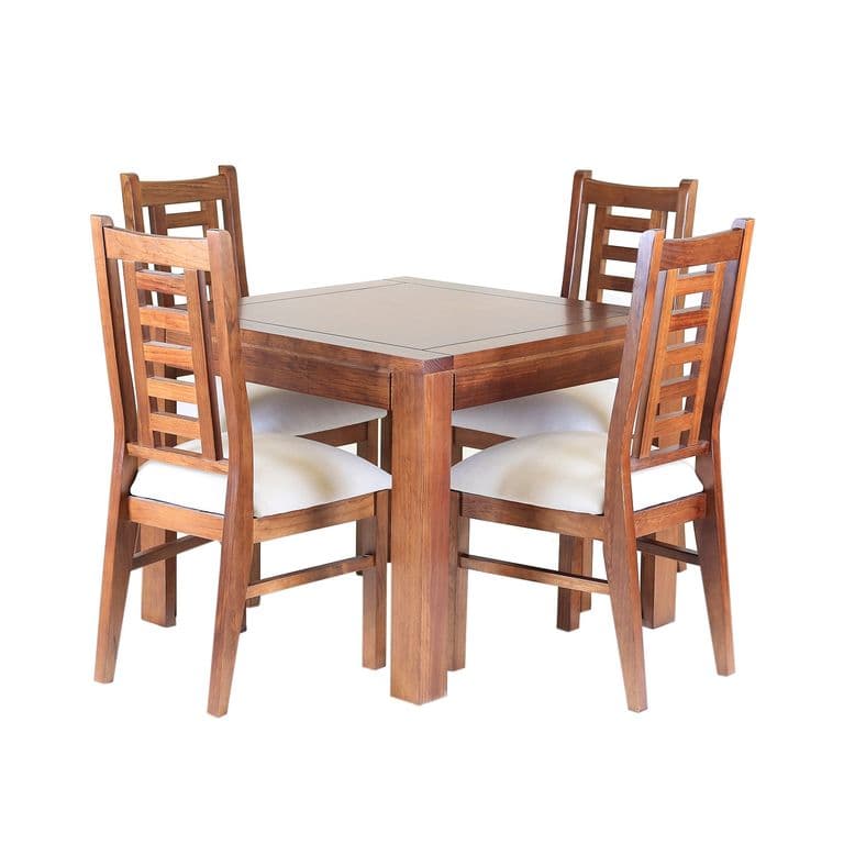 Comedor Nacional Rayenco 4 Sillas Color Nogal Tapiz Perla