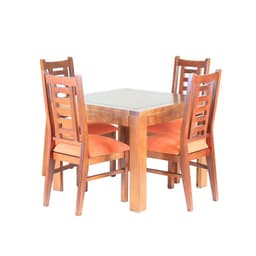 Comedor Nacional Rayenco 4 Sillas Color Rauli Tapiz Naranjo