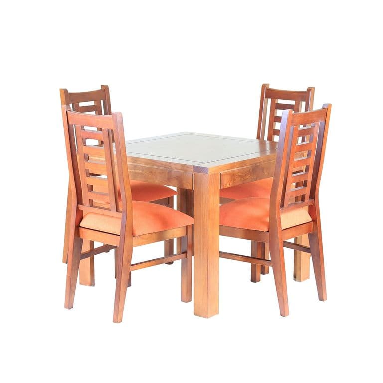 Comedor Nacional Rayenco 4 Sillas Color Rauli Tapiz Naranjo