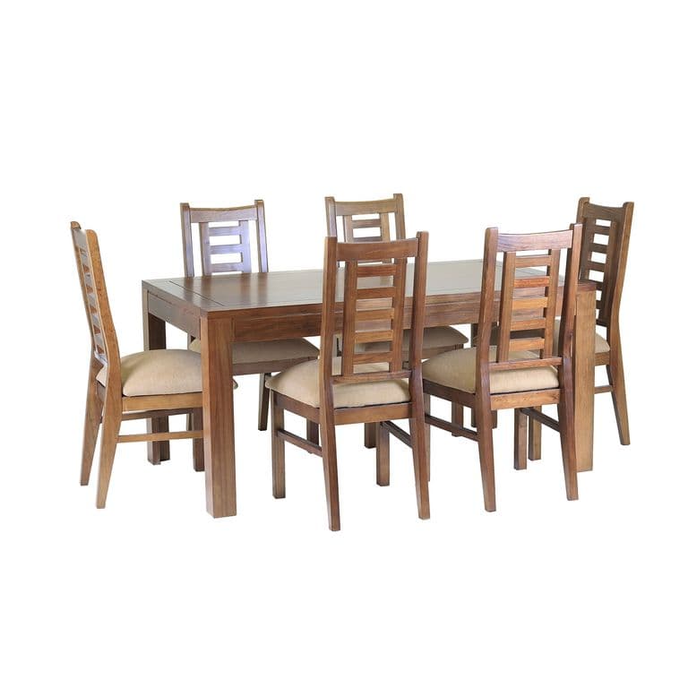 Comedor Nacional Rayenco 6 Sillas Color Nogal Tapiz Canela