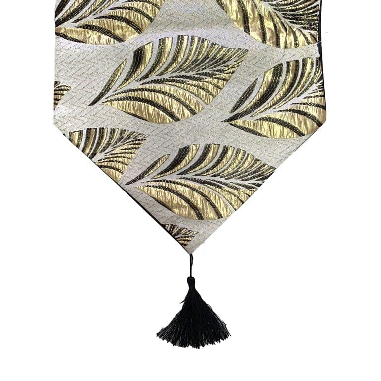 Camino De Mesa Con Diseno Negro con Dorado 180x33 cm