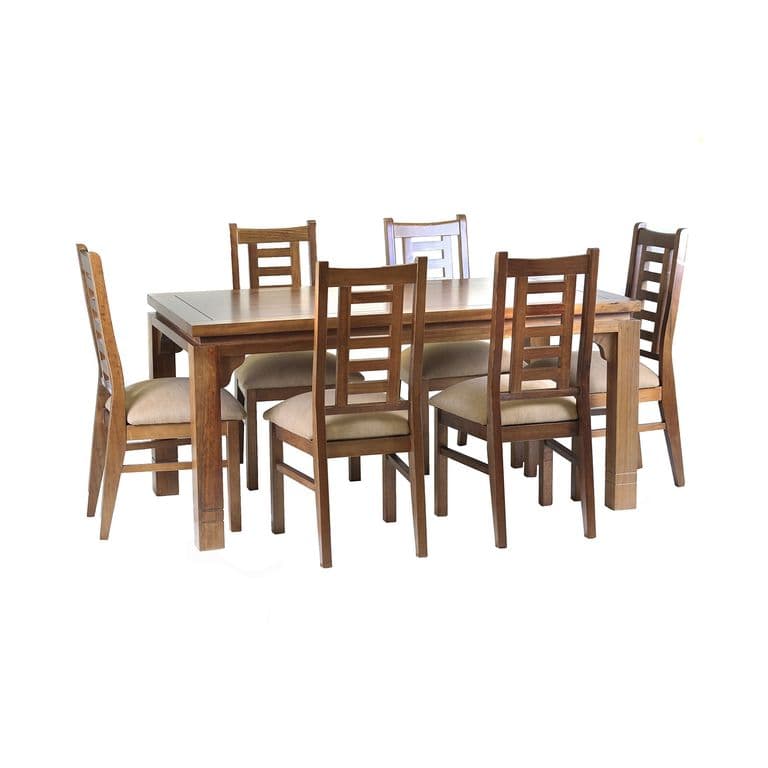 Comedor Naciona Leyda 6 sillas Color Nogal Tapiz Canela