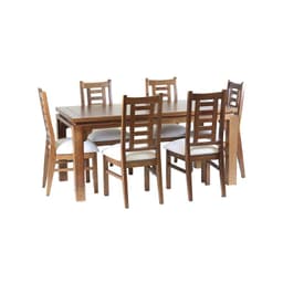 Comedor Nacional Leyda 6 sillas Color Nogal Tapiz Crudo