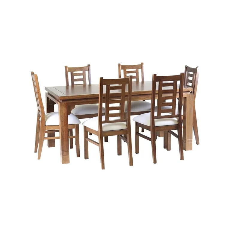 Comedor Nacional Leyda 6 sillas Color Nogal Tapiz Crudo