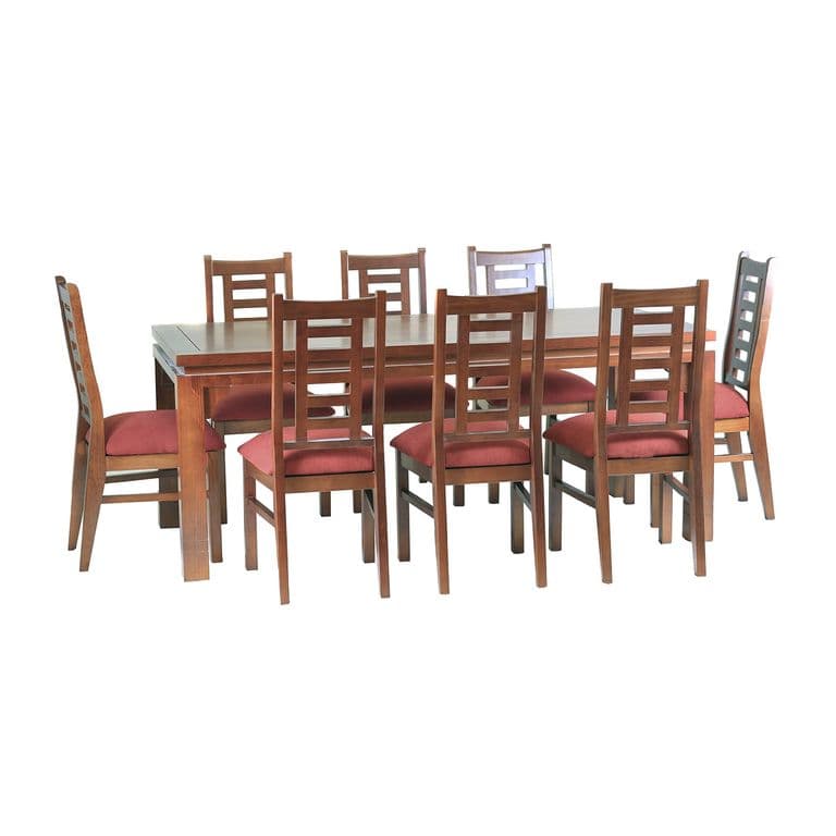 Comedor Nacional Leyda 8 sillas Color Nogal Tapiz Terracota
