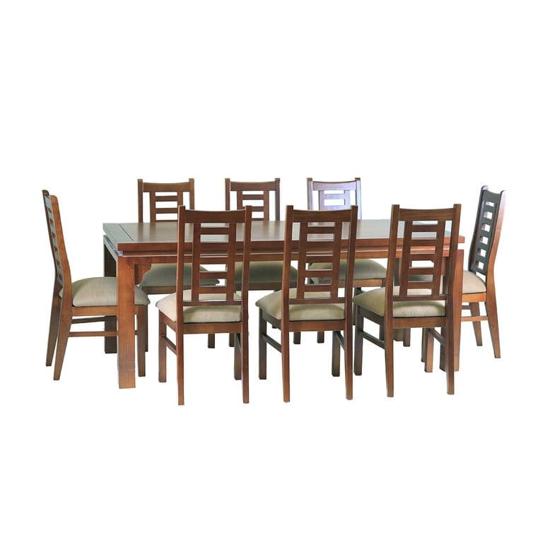 Comedor Nacional Leyda 8 sillas Color Nogal Tapiz Canela