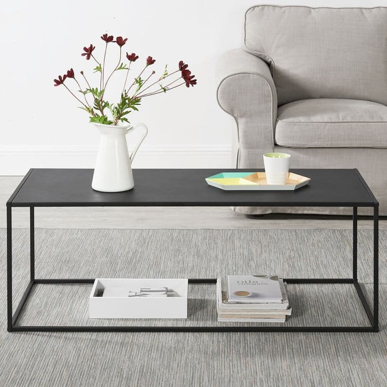 Mesa de centro metalica Leknes Negra 100x50x40 Hecho a Mano