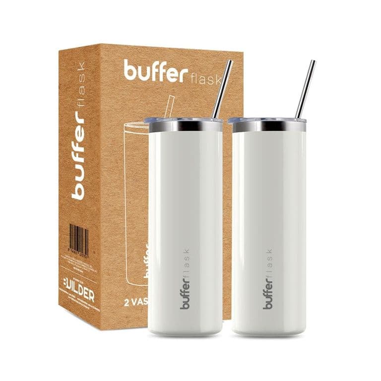 Vasos Termicos Set de 2 Buffer Acero Inoxidable - Blanco