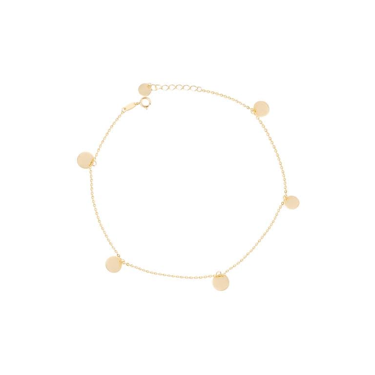 Tobillera de Oro 18kt Circulos Colgantes. Amarillo 25