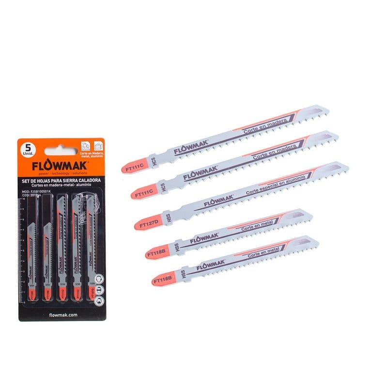 Set hojas caladora madera metal aluminio5 piezas