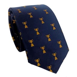 Corbata hombre seda, Diseno Chileno, Copa Trofeo, 7 cm de Ancho Azul Marino TALLA UNICA