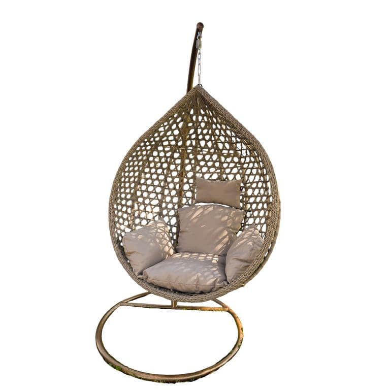 SILLA COLGANTE GRIS / PLOMA CON COJIN