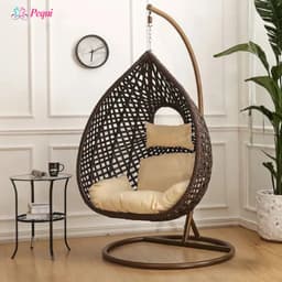 SILLA COLGANTE CAFE CON COJIN BEIGE