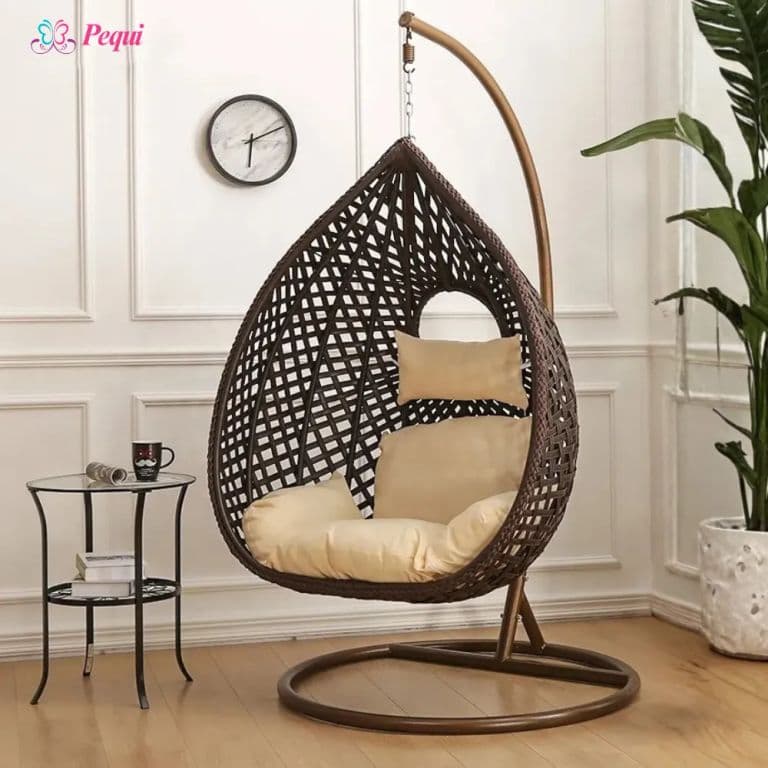 SILLA COLGANTE CAFE CON COJIN BEIGE