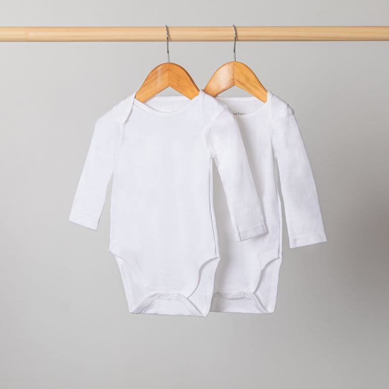 Pack 2 Bodys Manga Larga Bebes Blacos Algodon Pima Peruano Blanco 24-36 MESES