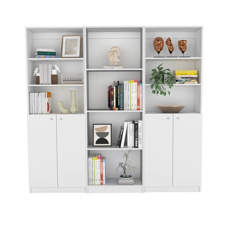 Set 2 Estantes 2 Puertas + Estante 4 Repisas Fm-020B Blanco