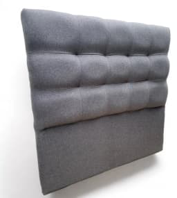Respaldo De Cama 1.5 Plaza Valencia Tela Gris Oscuro