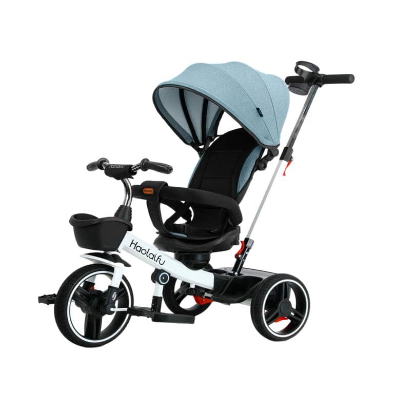 Triciclo 4 en 1 Plegable Reclinable 360 Azul petroleo