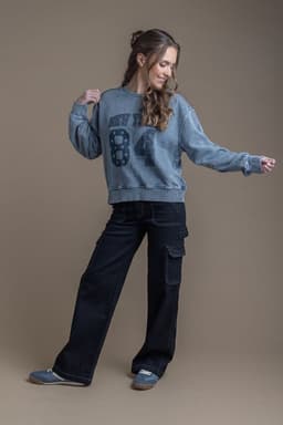 Jeans Palazzo Tiro Medio Mujer Negro 36