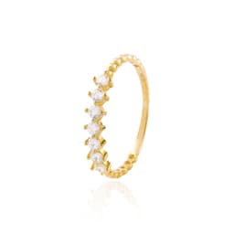 Anillo Compromiso de Oro 14kt Medio Cintillo Armonia de Circonitas Amarillo 15