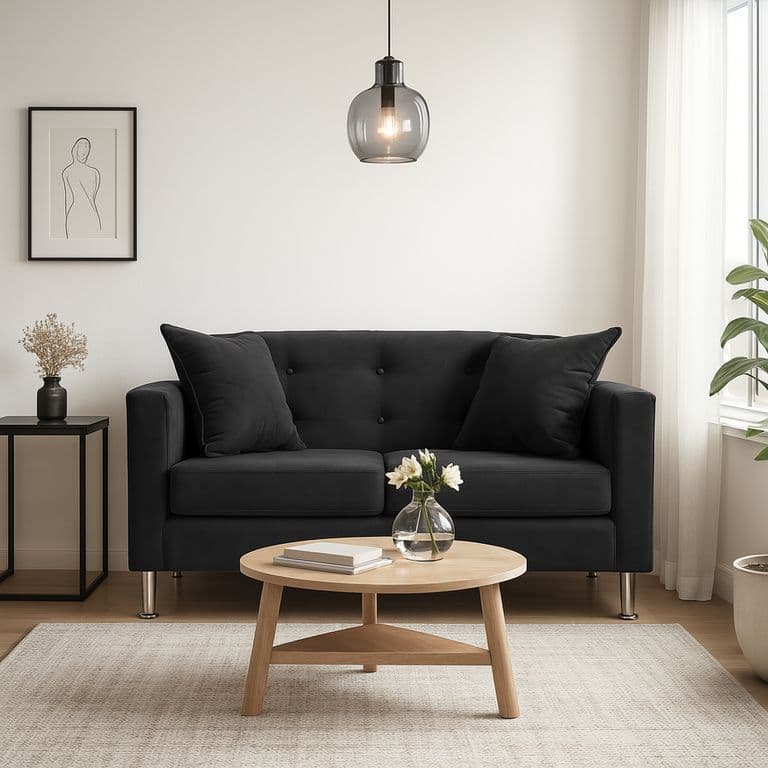 Sofa 2 Cuerpos New Mallorca Felpa Negro
