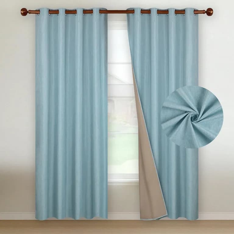 Cortina Blackout 100% 2 Panos Textura Lino - Agua