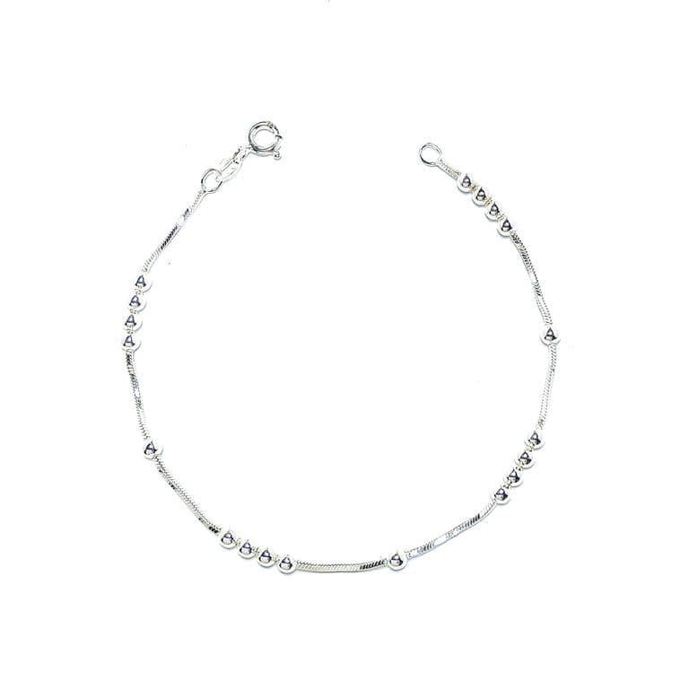 Pulsera Cola De Topo Bolitas Plata Fina 925 Plateado TALLA UNICA