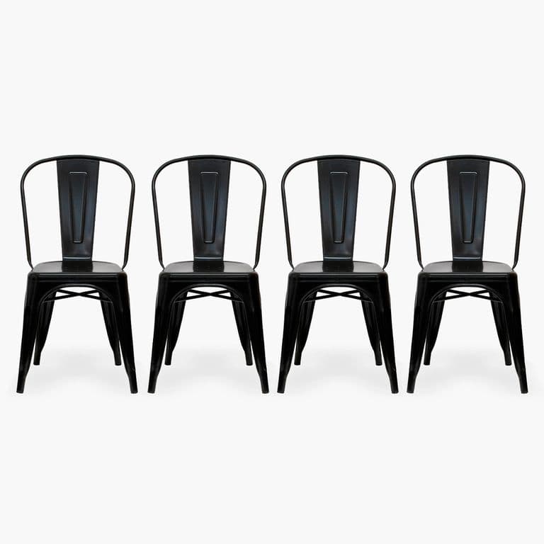 Pack 4 Sillas Tolix Asiento Metal Negro Form Negro