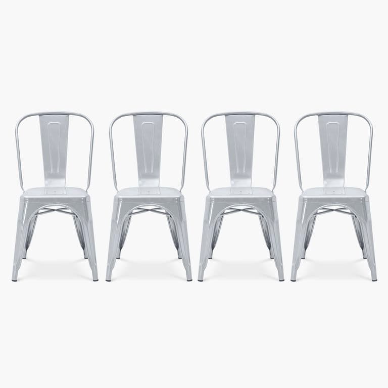 Pack 4 Sillas Tolix Asiento Metal Metal Form Plateado