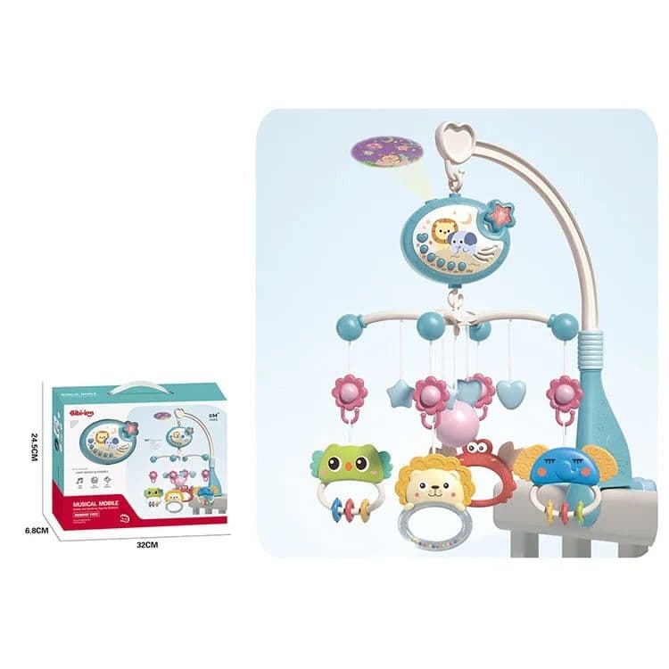Movil Musical Azul 360 Con Proyector Para Bebes