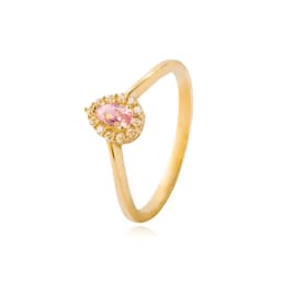Anillo Compromiso de Oro 18kt Modelo Gota Rosa de Francia & Circon Amarillo 16