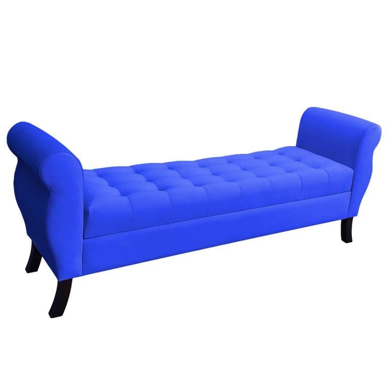 Banqueta Baul Diva Color Azul Rey Tamano Super King 180x45x70cm