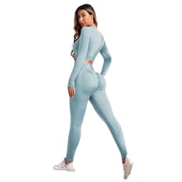 Conjunto Push Up Manga Larga Tiro Alto Celeste Celeste XS