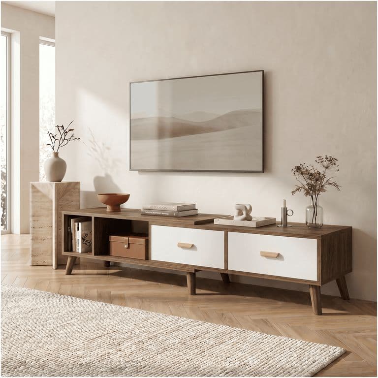 Rack Tv Ancho Extendible 120-198cm 2 Tiras Vanguardia Homer
