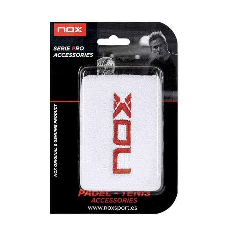 Munequera Blanca Logo Rojo X2 Tenis Padel