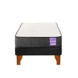 Cama Europea 1,5 Plazas Aura Base + Colchon Madera Negro