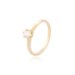 Anillo Compromiso de Oro 14kt Solitario Circonita 6 Grifas Amarillo 13
