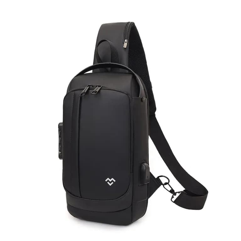 Bolso Bandolera de Pecho Cruzado MOVAC Urban Trekker Antirrobo Hombre Puerto USB Negro TALLA UNICA