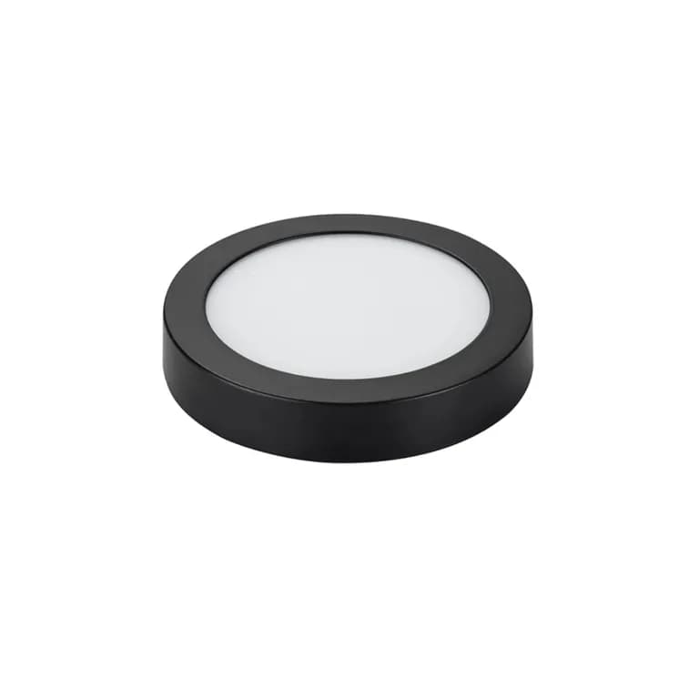 Panel Redondo LED Sobrepuesto Negro 6W Luz Fria