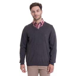 Sweater Cuello V Melange Gris Oscuro Gris Oscuro M