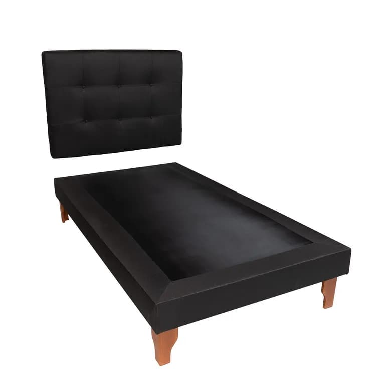 CAMA DE PLAZA NEGRO LINO