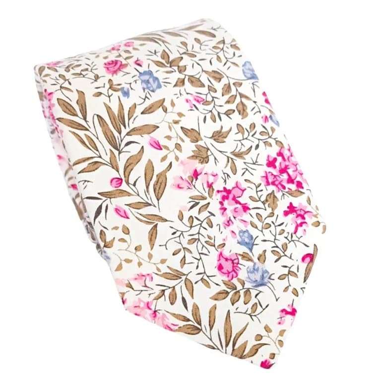 Corbata algodon floral Alexandra Luciacorbatas Rosa TALLA UNICA