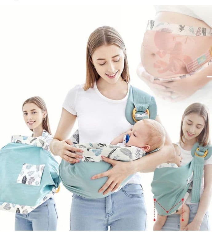 PORTA BEBE RECIEN NACIDO CABESTRILLO RESPIRABLE VERDE