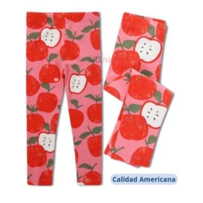 Calzas Nina Manzanas Rosado 100% Algodon Rosa 2