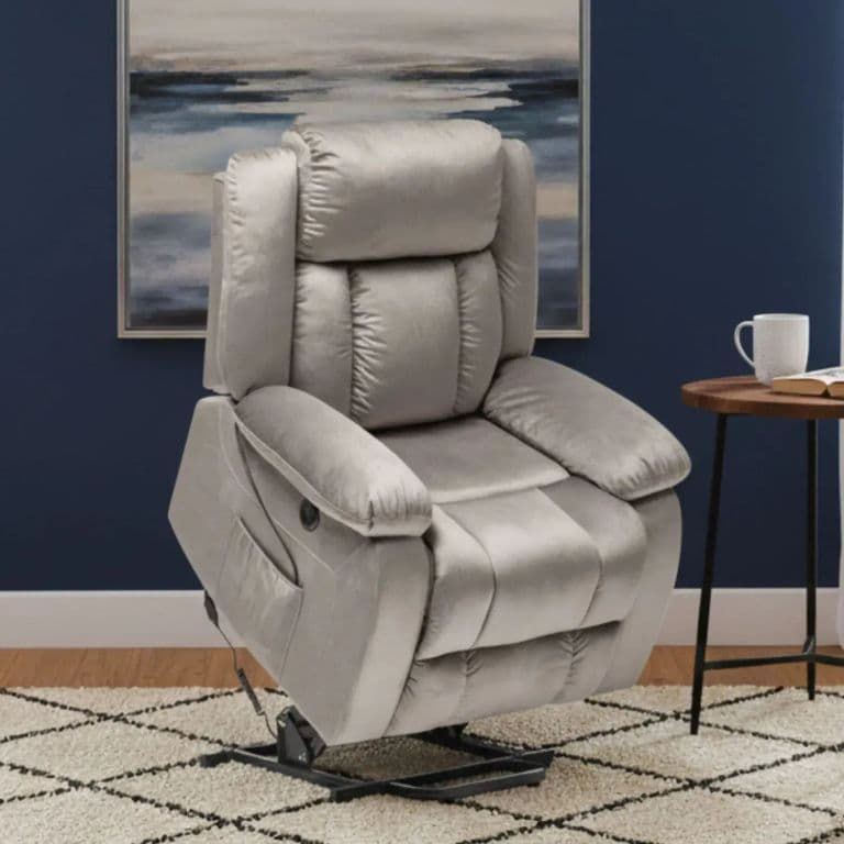 Berger Reclinable Electrico Lift Masaje Calentador Livorno Gris Claro