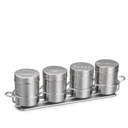 SET 4 ESPOLVOREADORES ACERO INOX CON RACK